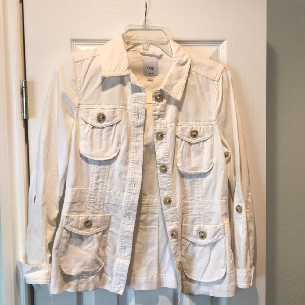 White cotton/linen military jacket